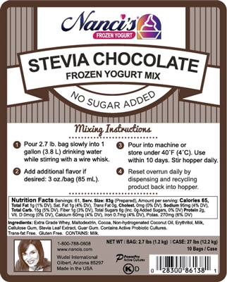 Frozen Yogurt Mix - Stevia Chocolate - 86138-F10 (10 - 2.7lb Bags / 1 Case)